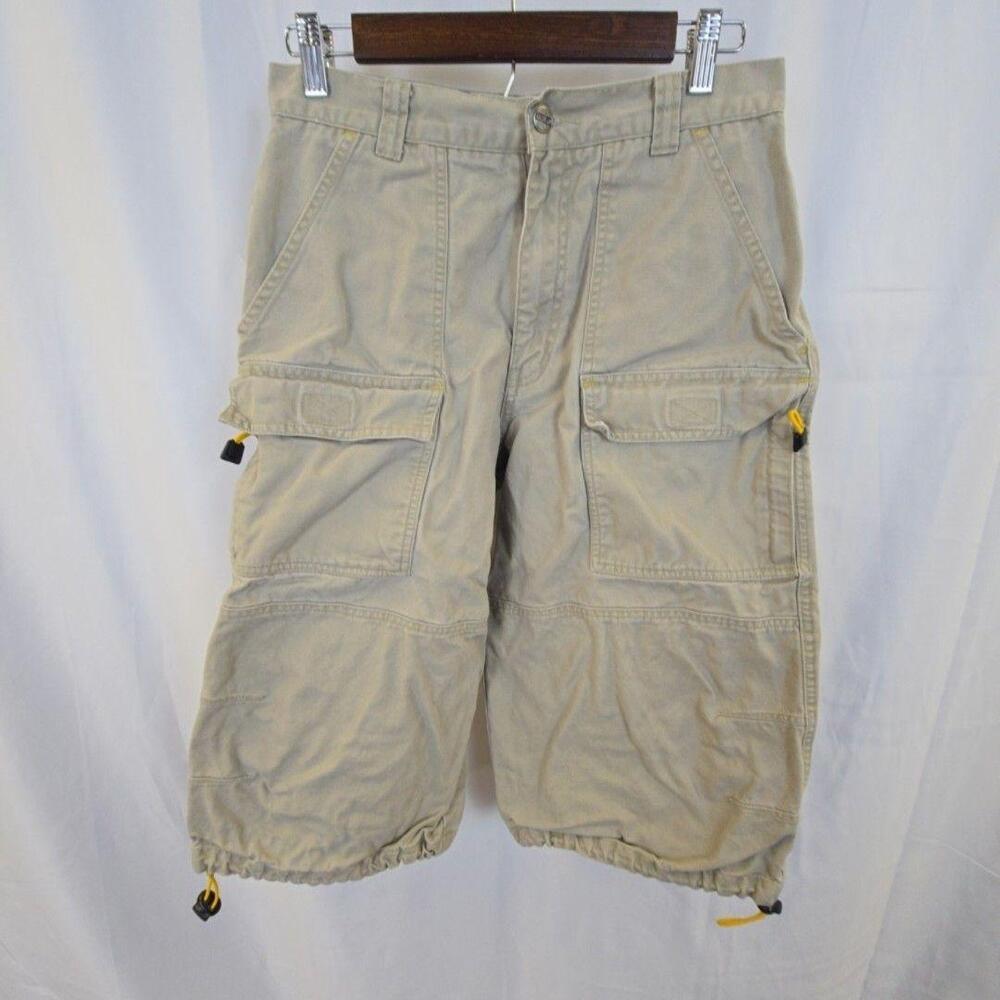 Bullhead Shorts Mens 30 Beige Cargo Canvas Drawstring Hem Pockets Casual